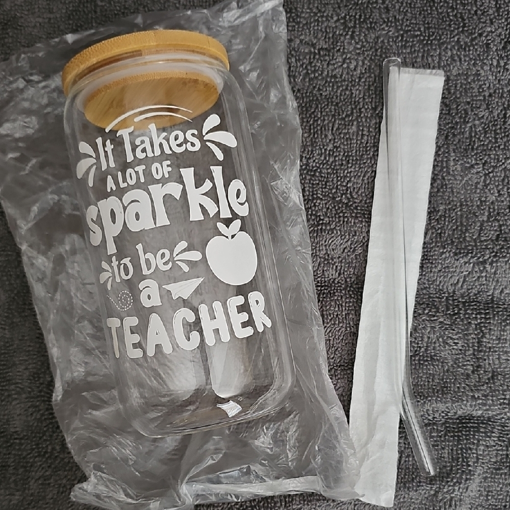 Glass Tumbler with Bamboo Lid and Straw